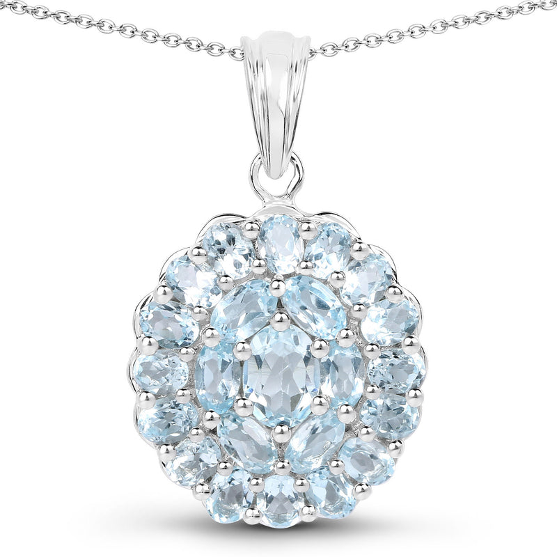 5.49 Carat Genuine Blue Topaz .925 Sterling Silver Pendant