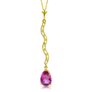 1.79 Carat 14K Solid Yellow Gold Wherever Whenever Pink Topaz Necklace