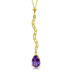 1.79 Carat 14K Solid Yellow Gold Words Of Love Amethyst Diamond Necklace