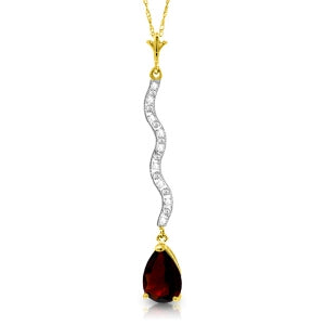 1.79 Carat 14K Solid Yellow Gold Each To Each Garnet Diamond Necklace