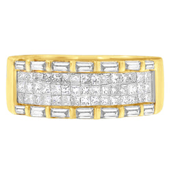 14K Yellow Gold 1ct TDW Princess and Baguette-cut Diamond Ring (H-I I1-I2)
