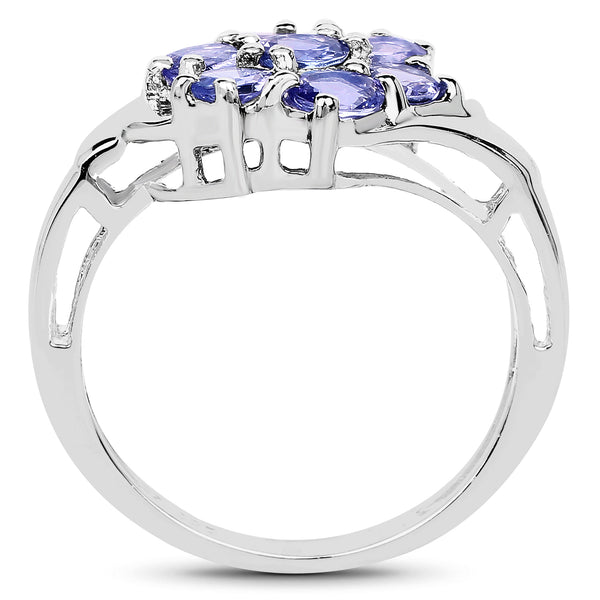 1.19 Carat Genuine Tanzanite .925 Sterling Silver Ring