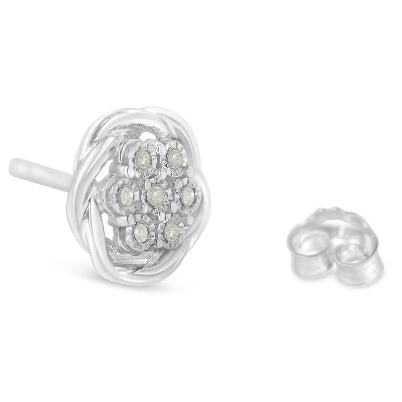 Sterling Silver Diamond Swirl Cluster Stud Earrings (1/6 cttw, I-J Color, I2-I3 Clarity)