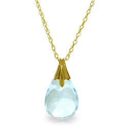 3 Carat 14K Solid Yellow Gold Speak Softly Blue Topaz Necklace