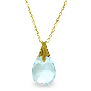 3 Carat 14K Solid Yellow Gold Speak Softly Blue Topaz Necklace