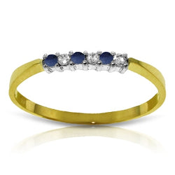 0.11 Carat 14K Solid Yellow Gold Picture Perfect Sapphire Diamond Ring