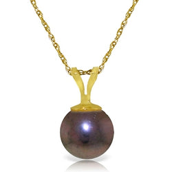 2 Carat 14K Solid Yellow Gold Necklace Natural Black Pearl