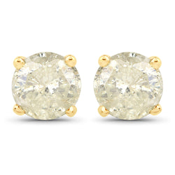 1.54 Carat Genuine LB Diamond 14K Yellow Gold Earrings