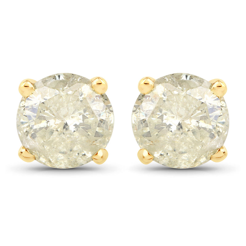 1.54 Carat Genuine LB Diamond 14K Yellow Gold Earrings