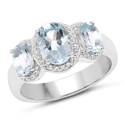 2.62 Carat Genuine  Blue Topaz .925 Sterling Silver Ring