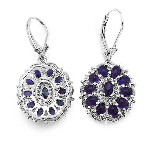 6.10 Carat Genuine Amethyst & White Topaz .925 Sterling Silver Earrings