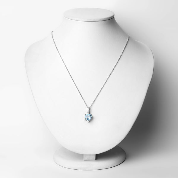 2.79 Carat Genuine Blue Topaz and White Topaz .925 Sterling Silver Pendant