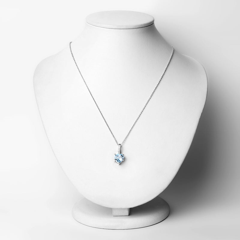 2.79 Carat Genuine Blue Topaz and White Topaz .925 Sterling Silver Pendant