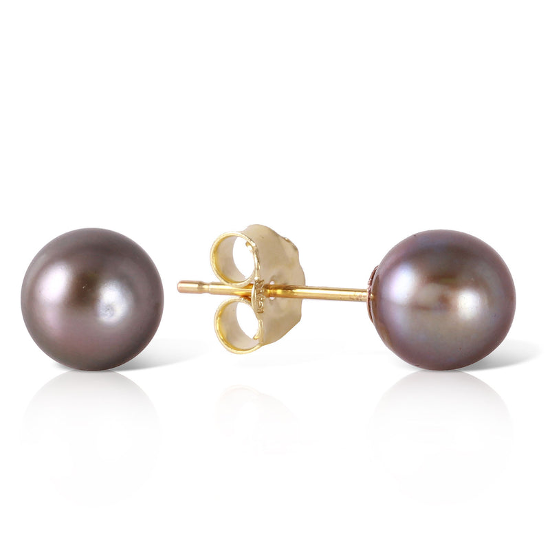 4 Carat 14K Solid Yellow Gold Stud Earrings Natural Black Pearl