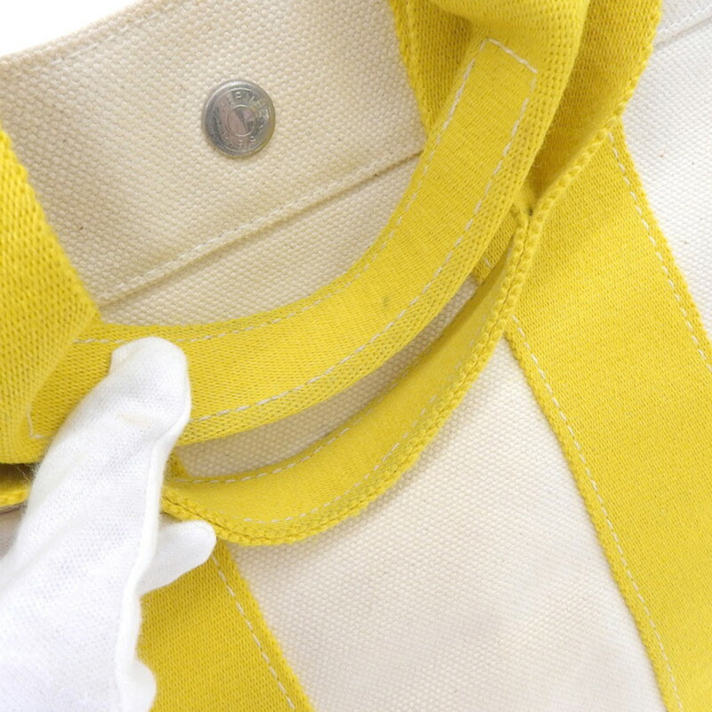 Hermes HERMES Bag Womens Mens Tote Handbag Bora PM Canvas Yellow Ivory