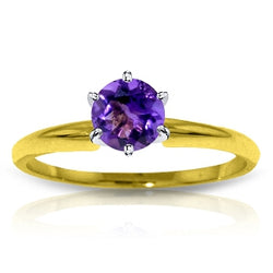 0.65 Carat 14K Solid Yellow Gold Solitaire Ring Natural Purple Amethyst