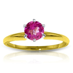 0.65 Carat 14K Solid Yellow Gold Solitaire Ring Natural Pink Topaz