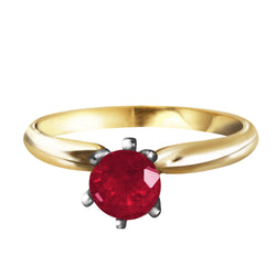 0.65 Carat 14K Solid Yellow Gold Solitaire Ring Natural Ruby