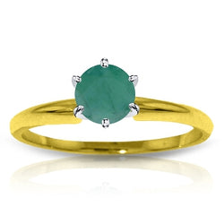 0.65 Carat 14K Solid Yellow Gold Solitaire Ring Natural Emerald