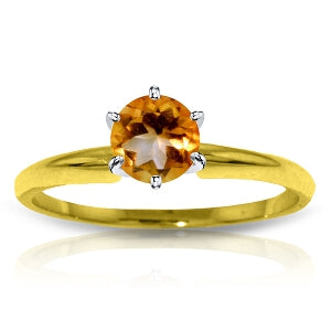 0.65 Carat 14K Solid Yellow Gold Solitaire Ring Natural Citrine