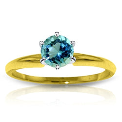 0.65 Carat 14K Solid Yellow Gold Solitaire Ring Natural Blue Topaz
