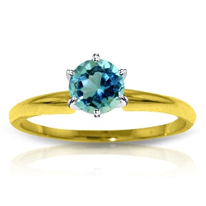 0.65 Carat 14K Solid Yellow Gold Solitaire Ring Natural Blue Topaz