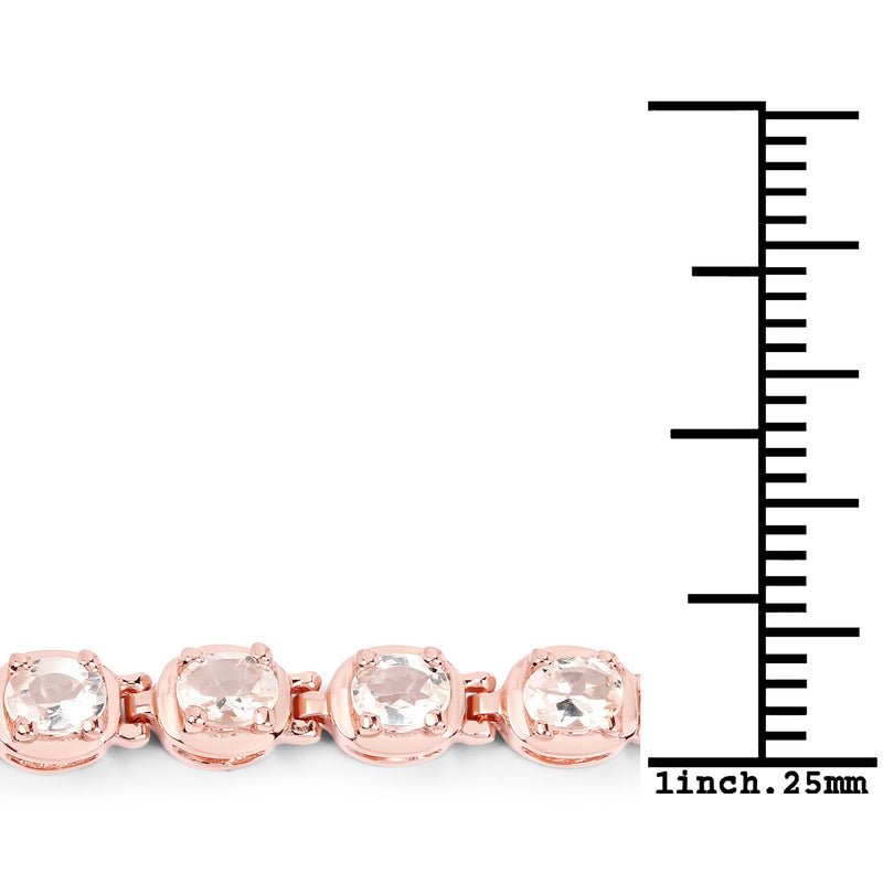 14K Rose Gold Plated 3.90 Carat Genuine Morganite .925 Sterling Silver Bracelet