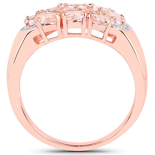 14K Rose Gold Plated 1.50 Carat Genuine Morganite .925 Sterling Silver Ring