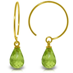 1.35 Carat 14K Solid Yellow Gold Circle Wire Earrings Peridot