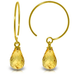1.35 Carat 14K Solid Yellow Gold Circle Wire Earrings Citrine