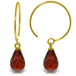 1.35 Carat 14K Solid Yellow Gold Circle Wire Earrings Garnet