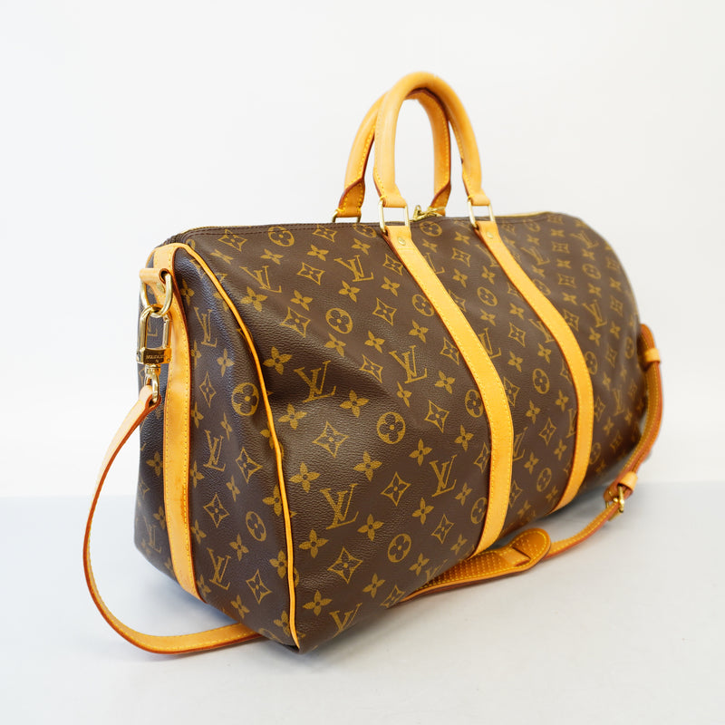 Auth Louis Vuitton Boston Bag Monogram Keepall Bandolier 45 M41418 Unisex