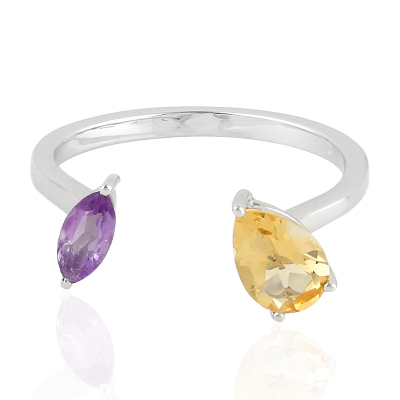 0.83 Natural Amethyst Between the Finger Ring 925 Silver Citrine Jewelry