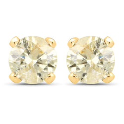 1.02 Carat Genuine LB Diamond 14K Yellow Gold Earrings