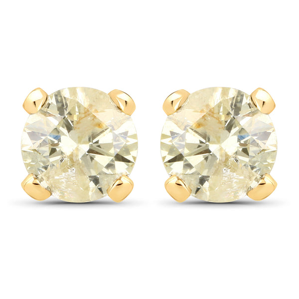 1.02 Carat Genuine LB Diamond 14K Yellow Gold Earrings