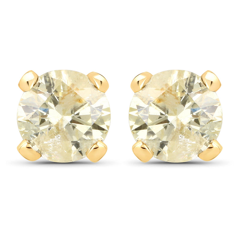 1.02 Carat Genuine LB Diamond 14K Yellow Gold Earrings