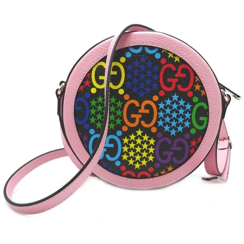 Gucci GG Psychedelic Round Shoulder 2020 Capsule Collection Ladies Bag 603938 PVC Black Pink Multi