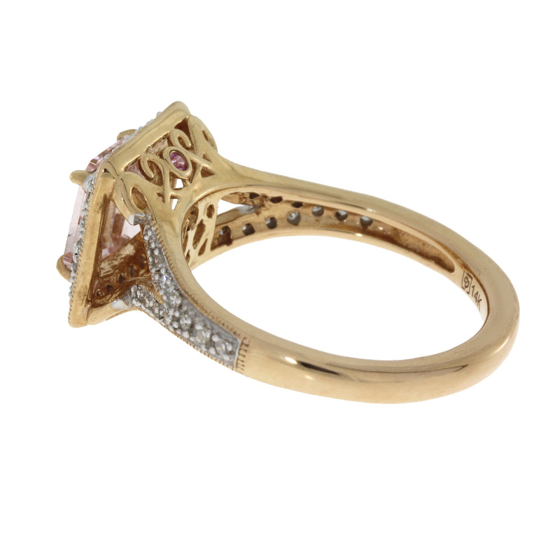 Natural 1.59ct Morganite Diamond Ring 14KT Rose Gold