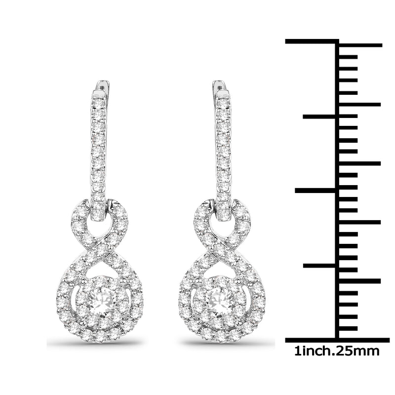 0.50 Carat Genuine White Diamond 14K White Gold Earrings (G-H Color, SI1-SI2 Clarity)