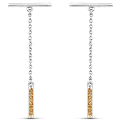 0.09 Carat Genuine Yellow Diamond .925 Sterling Silver Earrings