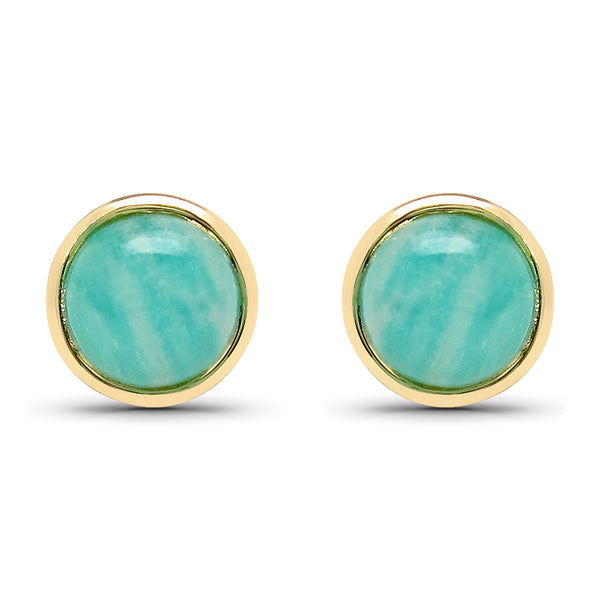 18K Yellow Gold Plated 2.00 Carat Genuine Amazonite .925 Sterling Silver Earrings