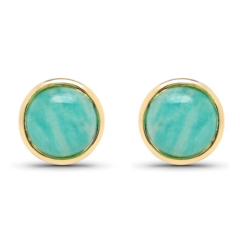 18K Yellow Gold Plated 2.00 Carat Genuine Amazonite .925 Sterling Silver Earrings