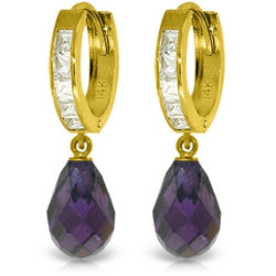 11.1 Carat 14K Solid Yellow Gold Countess Purple Zirconia Earrings