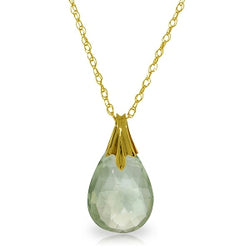 3 Carat 14K Solid Yellow Gold Disguise Green Amethyst Necklace
