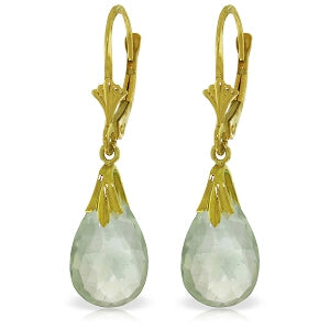 6 Carat 14K Solid Yellow Gold Performance Green Amethyst Earrings