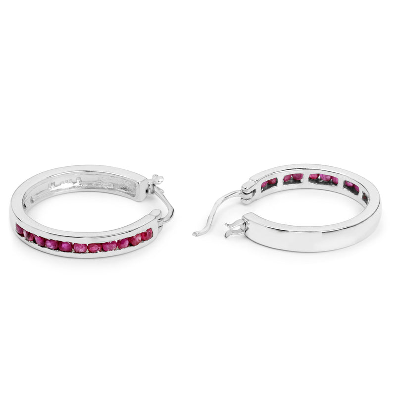 0.99 Carat Genuine Ruby .925 Sterling Silver Earrings