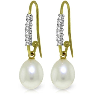 8.18 Carat 14K Solid Yellow Gold Impressions Pearl Diamond Earrings