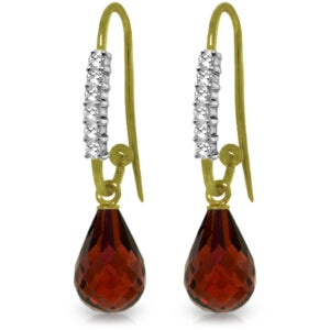 4.68 Carat 14K Solid Yellow Gold Impressions Garnet Diamond Earrings