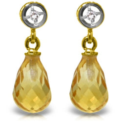 2.73 Carat 14K Solid Yellow Gold Breakthrough Citrine Diamond Earrings
