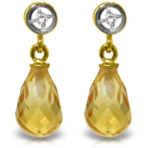 2.73 Carat 14K Solid Yellow Gold Breakthrough Citrine Diamond Earrings